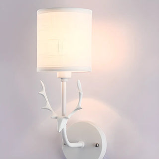 Modern Cylinder Fabric Antler Bedside Wall Sconce Zawala Image - 18