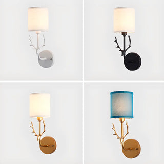 Modern Cylinder Fabric Antler Bedside Wall Sconce Zawala Image - 3