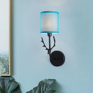Modern Cylinder Fabric Antler Bedside Wall Sconce Zawala Image - 6
