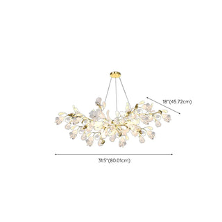 ZOWALA - Gold Ginkgo Leaf Metal Geometric Dining Room Chandelier Image - 15