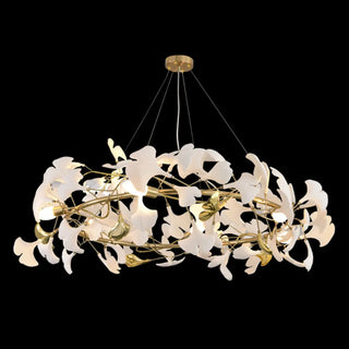 ZOWALA - Gold Ginkgo Leaf Metal Geometric Dining Room Chandelier Image - 4