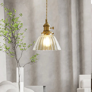 ZOWALA - Contemporary Cone Glass Gold Adjustable Length Pendant Light Image - 1