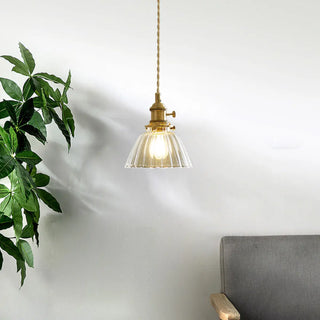 ZOWALA - Contemporary Cone Glass Gold Adjustable Length Pendant Light Image - 3