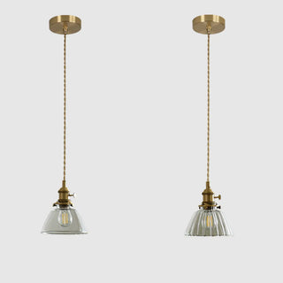ZOWALA - Contemporary Cone Glass Gold Adjustable Length Pendant Light Image - 9