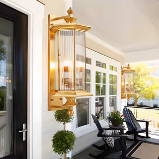 Waterproof Geometric Gold Modern Exterior Wall Sconce Zawala Image - 2