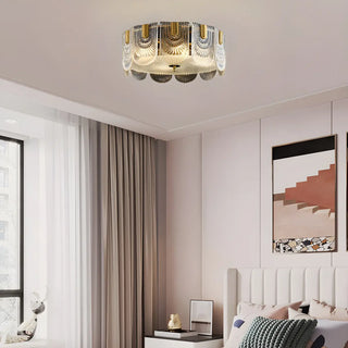 ZOWALA - Modern Gold Glass Slice Cylinder Flush Mount Light Image - 1