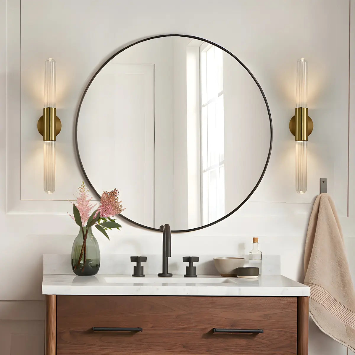 Gold Glass Tube Up Down Vanity Light