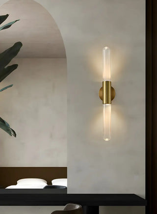 Modern Gold Cylindrical Up Down Glass Wall Sconce Zawala Image - 2