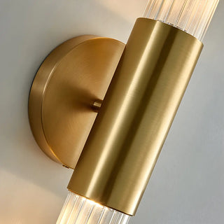 Modern Gold Cylindrical Up Down Glass Wall Sconce Zawala Image - 7