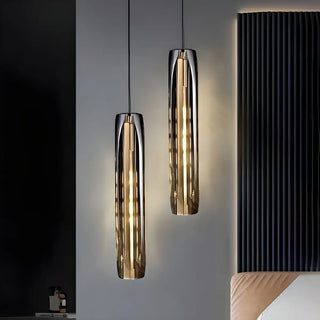 ZOWALA - Modern Bedroom Gray Cylinder Crystal Pendant Light Kitchen Image - 2