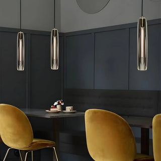 ZOWALA - Modern Bedroom Gray Cylinder Crystal Pendant Light Kitchen Image - 3