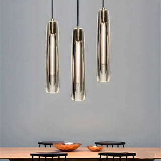 ZOWALA - Modern Bedroom Gray Cylinder Crystal Pendant Light Kitchen Image - 4