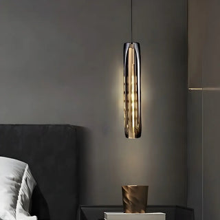 ZOWALA - Modern Bedroom Gray Cylinder Crystal Pendant Light Kitchen Image - 6