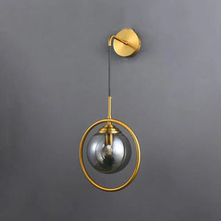 Minimalist Gold Frosted Glass Globe Metal Wall Lamp Zawala Image - 11