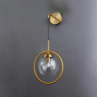 Minimalist Gold Frosted Glass Globe Metal Wall Lamp Zawala Image - 13