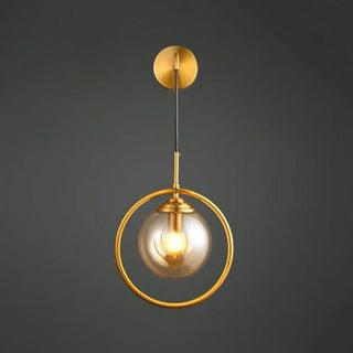 Minimalist Gold Frosted Glass Globe Metal Wall Lamp Zawala Image - 15