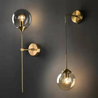 Minimalist Gold Frosted Glass Globe Metal Wall Lamp Zawala Image - 18