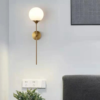 Minimalist Gold Frosted Glass Globe Metal Wall Lamp Zawala Image - 2