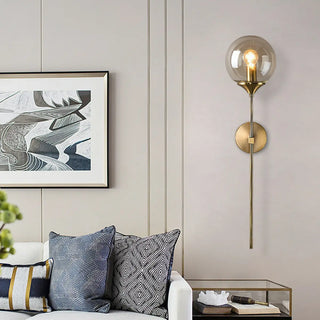 Minimalist Gold Frosted Glass Globe Metal Wall Lamp Zawala Image - 22