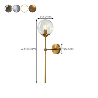 Minimalist Gold Frosted Glass Globe Metal Wall Lamp Zawala #size