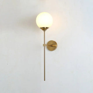 Minimalist Gold Frosted Glass Globe Metal Wall Lamp Zawala Image - 3