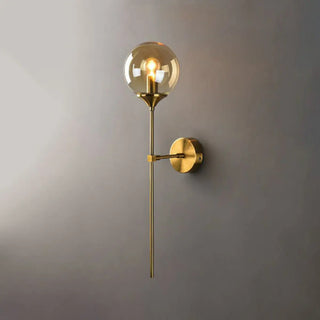 Minimalist Gold Frosted Glass Globe Metal Wall Lamp Zawala Image - 7
