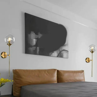 Minimalist Gold Frosted Glass Globe Metal Wall Lamp Zawala Image - 8