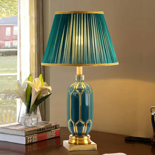 ZOWALA - Modern Gold Green Fabric Table Lamp Image - 1