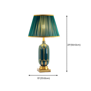 ZOWALA - Modern Gold Green Fabric Table Lamp #size
