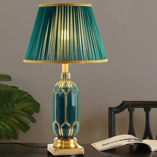 ZOWALA - Modern Gold Green Fabric Table Lamp Image - 3