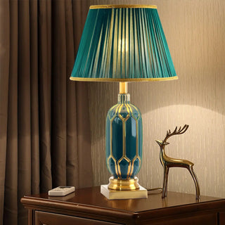 ZOWALA - Modern Gold Green Fabric Table Lamp Image - 9