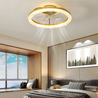 ZOWALA - Modern Gold LED Ceiling Fan Light Image - 19