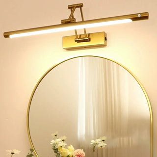 Gold Linear Simple LED Mirror Swing Arm Vanity Light Zawala Image - 1