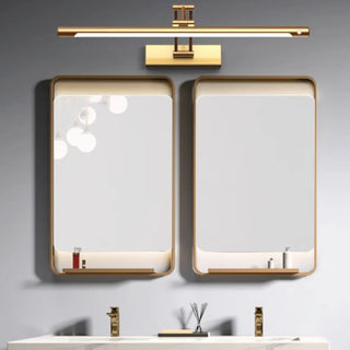 Gold Linear Simple LED Mirror Swing Arm Vanity Light Zawala Image - 4