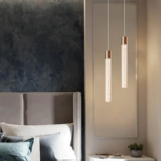 Modern Chrome Clear Tube Gloden LED Pendant Light  Zawala Image - 1