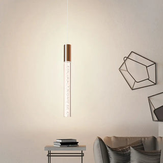 Modern Chrome Clear Tube Gloden LED Pendant Light  Zawala Image - 3