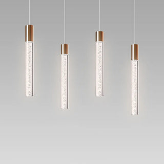 Modern Chrome Clear Tube Gloden LED Pendant Light  Zawala Image - 8