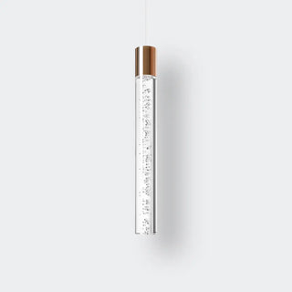 Modern Chrome Clear Tube Gloden LED Pendant Light  Zawala Image - 9