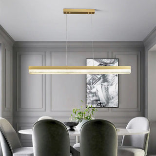 ZOWALA - Modern Gold Marble Rectangle Island Light Image - 1