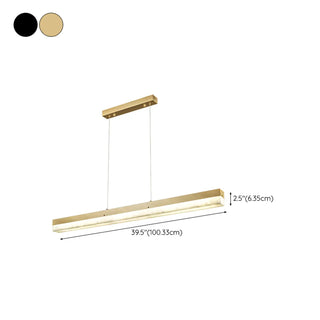 ZOWALA - Modern Gold Marble Rectangle Island Light #size