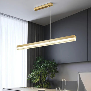 ZOWALA - Modern Gold Marble Rectangle Island Light Image - 3