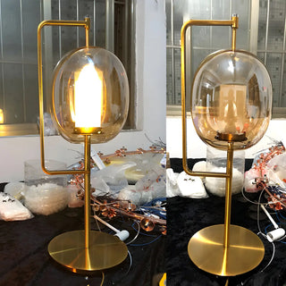 Simple Contemporary Globe Glass Shade Metal Table Lamp Zawala Image - 1