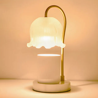 Elegant Flower Glass Shade Candle Warmer Table Lamp Zawala Image - 2