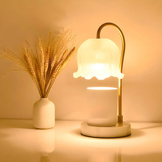 Elegant Flower Glass Shade Candle Warmer Table Lamp Zawala Image - 3