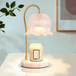 Elegant Flower Glass Shade Candle Warmer Table Lamp Zawala Image - 4