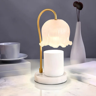 Elegant Flower Glass Shade Candle Warmer Table Lamp Zawala Image - 5