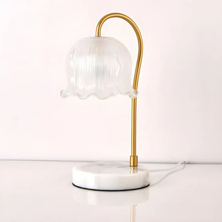 Elegant Flower Glass Shade Candle Warmer Table Lamp Zawala Image - 6