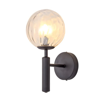 Mini Simple Glass Globe Black Finish Wall Vanity Light Zawala Image - 10