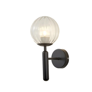Mini Simple Glass Globe Black Finish Wall Vanity Light Zawala Image - 11