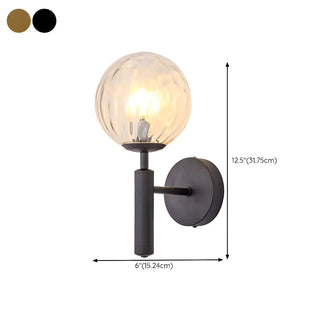 Mini Simple Glass Globe Black Finish Wall Vanity Light Zawala #size